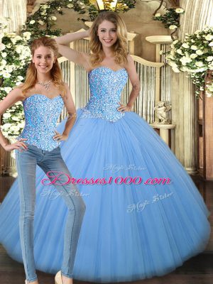 Sleeveless Beading Lace Up Quinceanera Gown