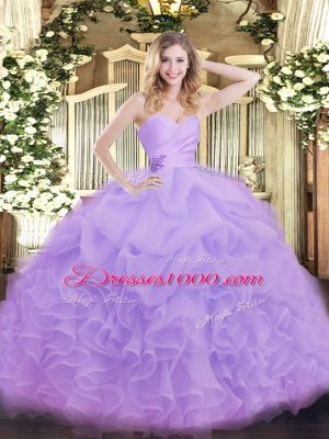 Sweetheart Sleeveless Organza Sweet 16 Quinceanera Dress Beading and Ruffles Lace Up