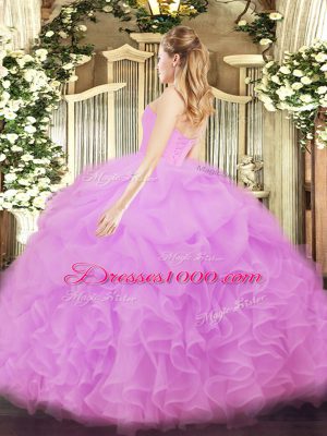 Sweetheart Sleeveless Organza Sweet 16 Quinceanera Dress Beading and Ruffles Lace Up