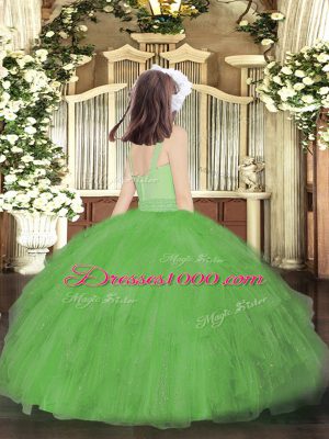 Classical Ball Gowns Kids Pageant Dress Purple Scoop Tulle Sleeveless Floor Length Zipper