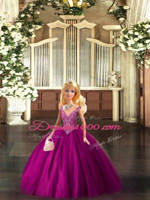 Floor Length Ball Gowns Sleeveless Fuchsia Vestidos de Quinceanera Lace Up