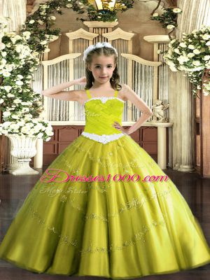 Great Sleeveless Appliques Lace Up Little Girls Pageant Gowns