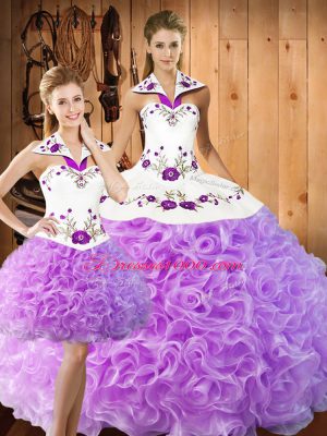 Amazing Floor Length Three Pieces Sleeveless Lilac Sweet 16 Dress Lace Up