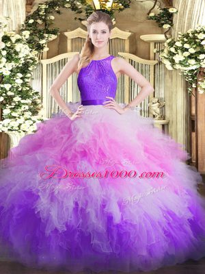 On Sale Multi-color Sleeveless Floor Length Ruffles Zipper Sweet 16 Dress