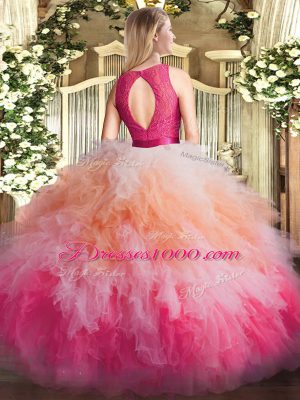 On Sale Multi-color Sleeveless Floor Length Ruffles Zipper Sweet 16 Dress