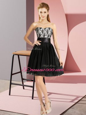 Fitting Black Prom and Party with Lace Sweetheart Sleeveless Zipper