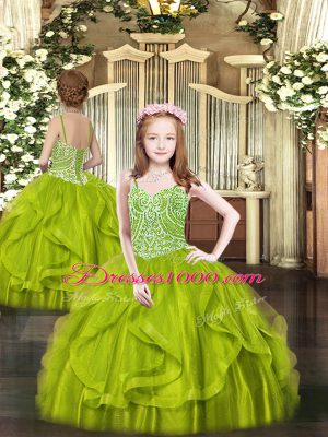 Sleeveless Lace Up Floor Length Beading and Ruffles Sweet 16 Dress