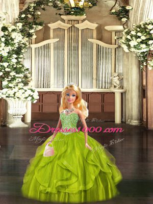 Sleeveless Lace Up Floor Length Beading and Ruffles Sweet 16 Dress