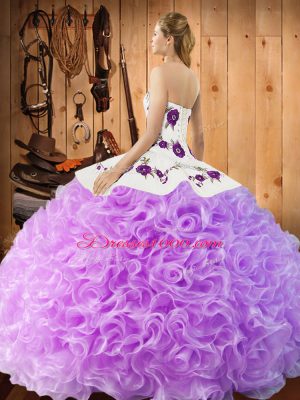 Glittering Halter Top Sleeveless Fabric With Rolling Flowers Sweet 16 Quinceanera Dress Embroidery Lace Up