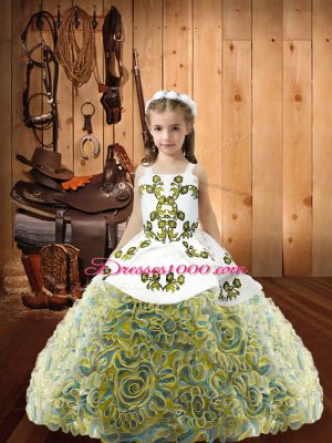 Multi-color Sleeveless Embroidery Floor Length Pageant Dresses