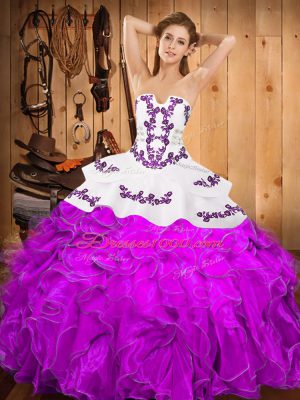 Latest Floor Length Ball Gowns Sleeveless Purple Quinceanera Dresses Lace Up
