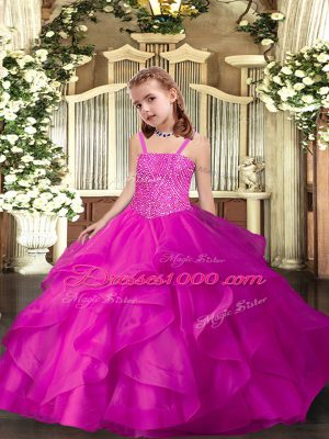 Sweet Sleeveless Ruffles Lace Up Winning Pageant Gowns