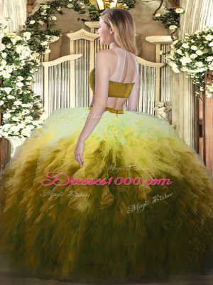 Multi-color Sleeveless Tulle Backless 15th Birthday Dress for Military Ball and Sweet 16 and Quinceanera