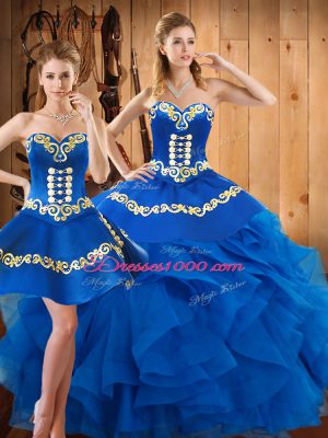Eye-catching Sleeveless Embroidery and Ruffles Lace Up Quinceanera Dresses
