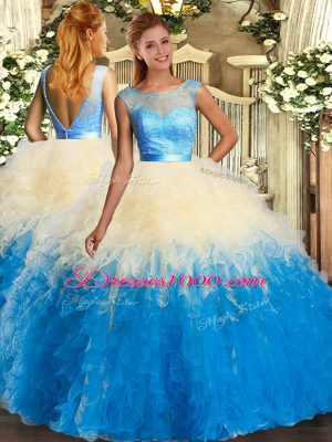 Scoop Sleeveless Backless Sweet 16 Quinceanera Dress Multi-color Tulle