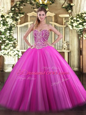 Vintage Tulle Sleeveless Floor Length Quinceanera Dresses and Beading