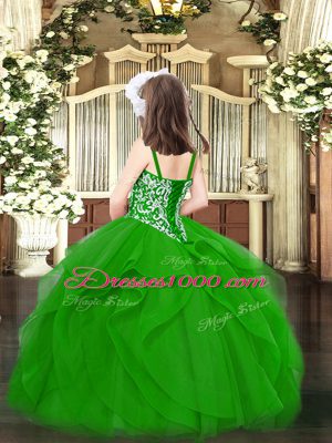 Sleeveless Lace Up Floor Length Beading and Ruffles Pageant Dresses