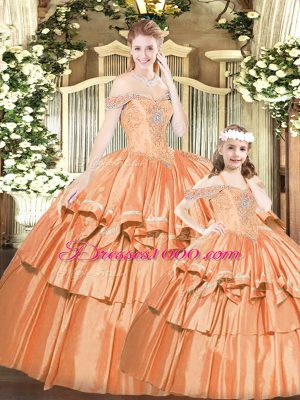 New Style Rust Red Off The Shoulder Lace Up Beading and Ruffles Quinceanera Gowns Sleeveless