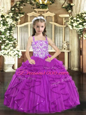 Discount Sleeveless Beading and Ruffles Lace Up Little Girls Pageant Gowns