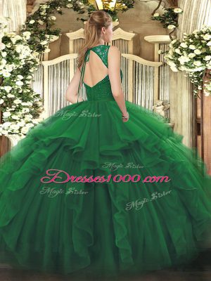 Glittering V-neck Sleeveless Organza 15 Quinceanera Dress Beading and Lace and Ruffles Backless