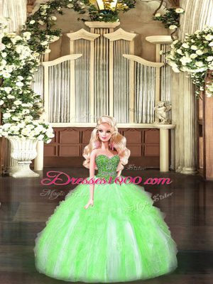 Hot Selling Organza Lace Up Ball Gown Prom Dress Sleeveless Floor Length Beading and Ruffles