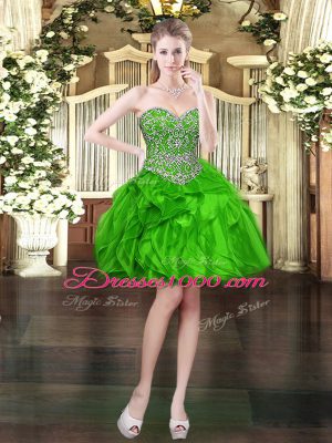 Hot Selling Organza Sleeveless Mini Length Prom Gown and Beading and Ruffles