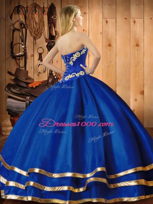 Ideal Two Pieces Sweet 16 Quinceanera Dress Blue Sweetheart Satin and Tulle Sleeveless Floor Length Lace Up