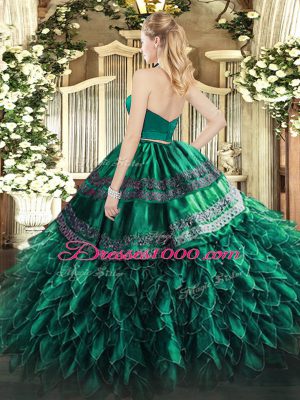 Sleeveless Appliques and Ruffles Zipper Sweet 16 Dress