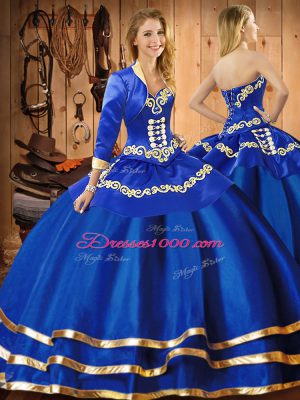 Floor Length Blue Sweet 16 Quinceanera Dress Sweetheart Sleeveless Lace Up