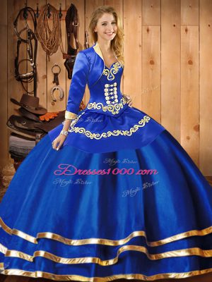 Floor Length Blue Sweet 16 Quinceanera Dress Sweetheart Sleeveless Lace Up