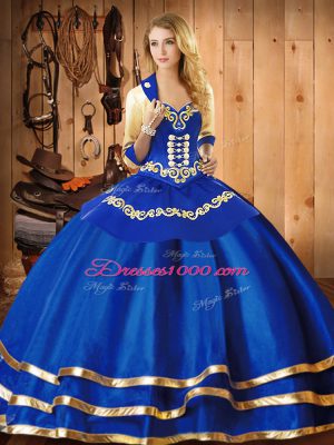 Floor Length Blue Sweet 16 Quinceanera Dress Sweetheart Sleeveless Lace Up