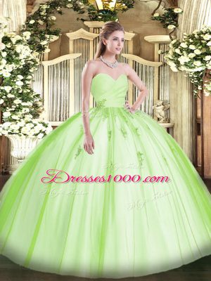 Floor Length Ball Gowns Sleeveless Yellow Green Quinceanera Dress Lace Up