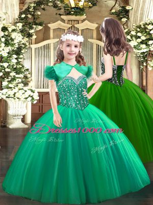 Spectacular Turquoise Lace Up Ball Gown Prom Dress Beading Sleeveless Floor Length