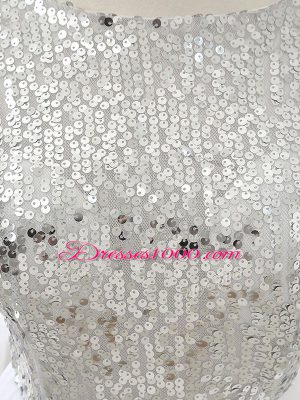 Tulle Scoop Cap Sleeves Zipper Sequins Wedding Guest Dresses in White