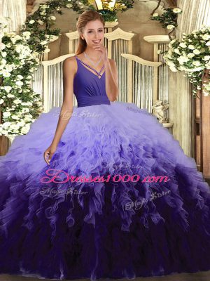 Multi-color Sleeveless Organza Backless Quince Ball Gowns for Military Ball and Sweet 16 and Quinceanera