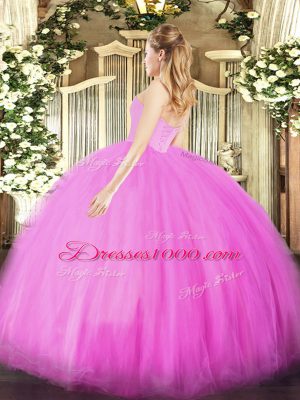 Spectacular Floor Length Lace Up Sweet 16 Dresses Lavender for Military Ball and Sweet 16 and Quinceanera with Beading