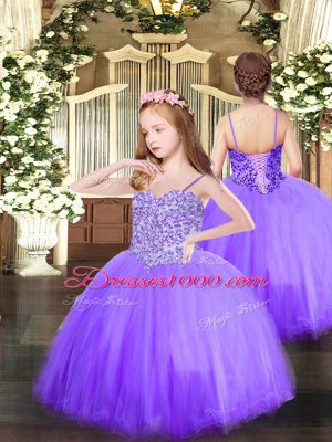 Sweetheart Sleeveless Sweet 16 Dresses Floor Length Beading Eggplant Purple Tulle