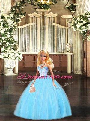 Discount Aqua Blue Sweet 16 Quinceanera Dress Military Ball and Sweet 16 and Quinceanera with Beading Sweetheart Sleeveless Lace Up