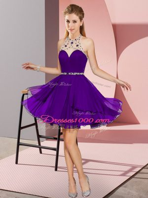 Sleeveless Zipper Mini Length Beading Dress for Prom