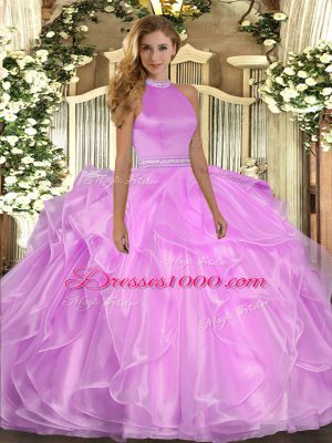 Beautiful Sleeveless Beading and Ruffles Backless 15th Birthday Dress