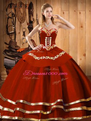 Floor Length Wine Red Quinceanera Gowns Sweetheart Sleeveless Lace Up