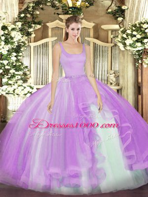Lavender Sweet 16 Dress Military Ball and Sweet 16 and Quinceanera with Beading Straps Sleeveless Zipper