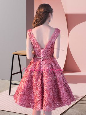 Sleeveless Belt Lace Up Prom Dresses