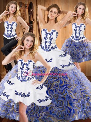 Ideal Sleeveless Sweep Train Embroidery Lace Up 15th Birthday Dress
