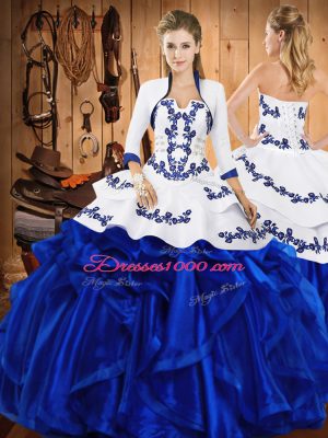 Excellent Floor Length Ball Gowns Sleeveless Blue Quince Ball Gowns Lace Up