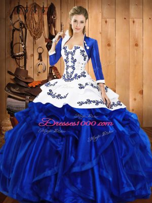 Excellent Floor Length Ball Gowns Sleeveless Blue Quince Ball Gowns Lace Up