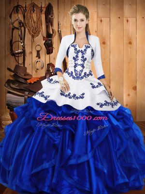 Excellent Floor Length Ball Gowns Sleeveless Blue Quince Ball Gowns Lace Up