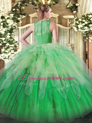 Fabulous Floor Length Multi-color 15 Quinceanera Dress Organza Sleeveless Ruffles