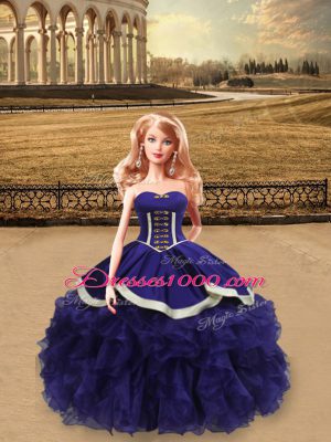 Purple Sleeveless Satin and Organza Lace Up Quinceanera Dress for Sweet 16 and Quinceanera