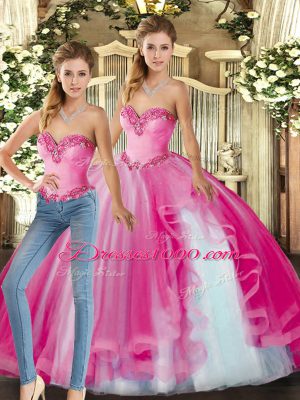 Cheap Organza Sweetheart Sleeveless Lace Up Ruffles 15th Birthday Dress in Baby Pink
